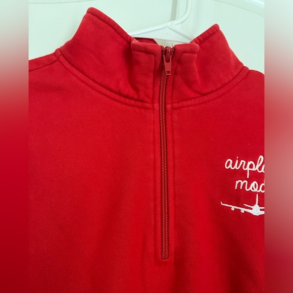 Men’s XL red “Airplane Mode” zipper neck sweatshirt - Picture 2 of 4